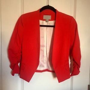H&M Open Red Blazer with Cinched Sleeves